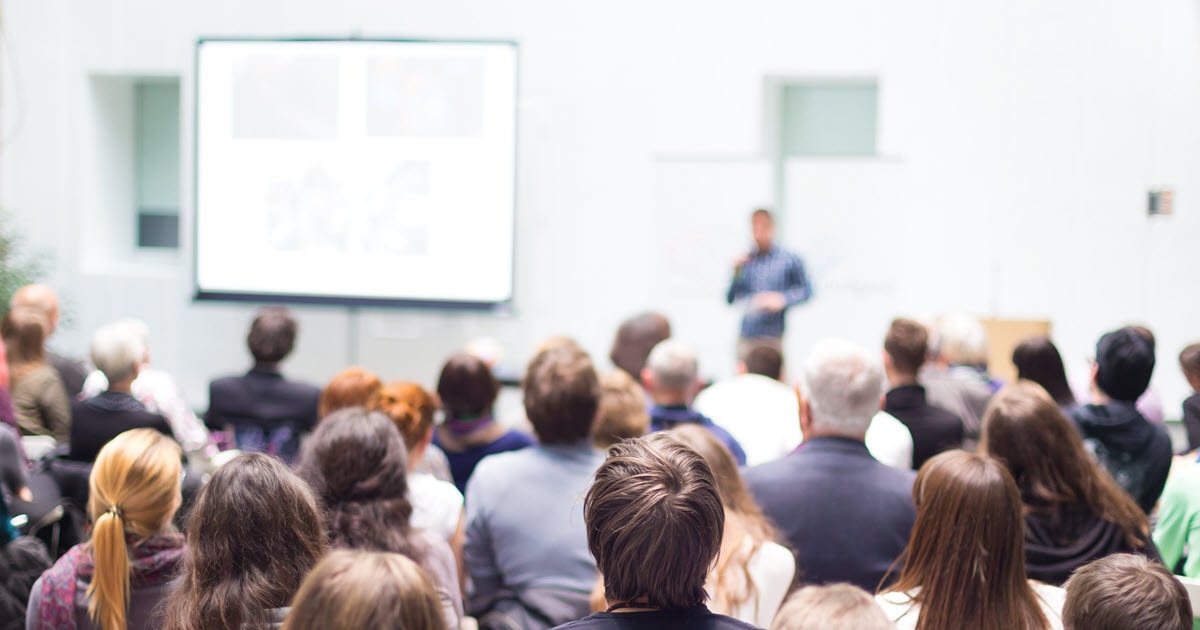 People at conference covered by events insurance.